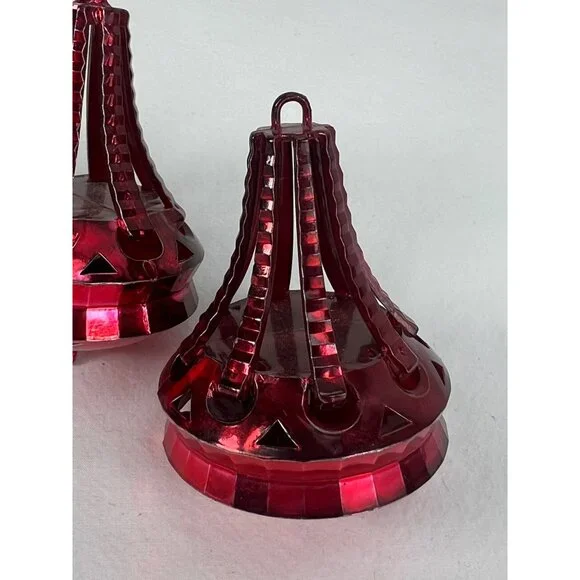 Vintage Jewel Brite Red Chrome Plastic Toy Top Christmas Ornament 3.5"